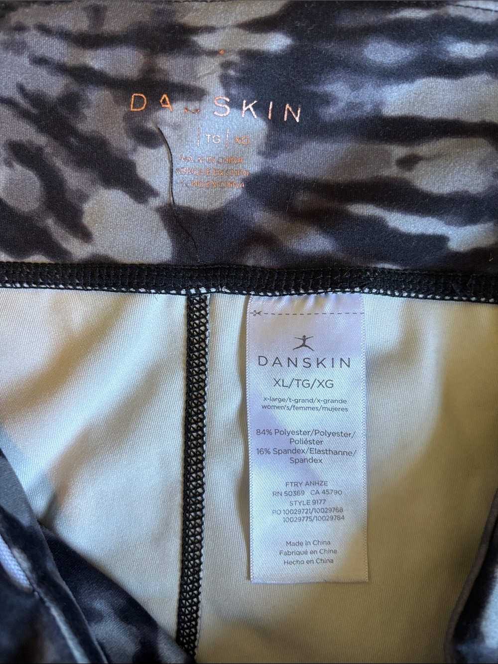 Danskin Black and Gray Tie-Dye Capri Leggings - Picture 2 of 4